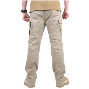 CARWORNIC Gear Men's Hiking Tactical Pants Lightweight Cotton Outdoor Military Combat Cargo Trousers Khaki