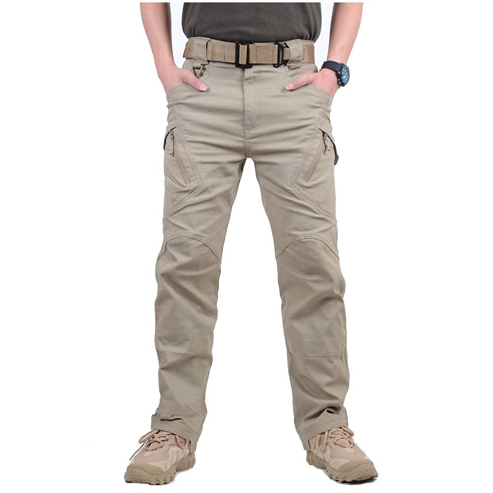 CARWORNIC Gear Men's Hiking Tactical Pants Lightweight Cotton Outdoor Military Combat Cargo Trousers Khaki