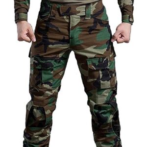 H World Shopping Military Army Tactical Airsoft Paintball Shooting Pants Combat Men Pants with Knee Pads WL (L)