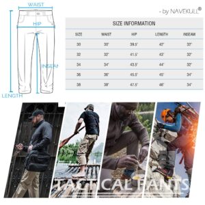 NAVEKULL Men's Outdoor Tactical Pants Rip Stop Lightweight Waterproof Military Combat Cargo Work Hiking Pants Black