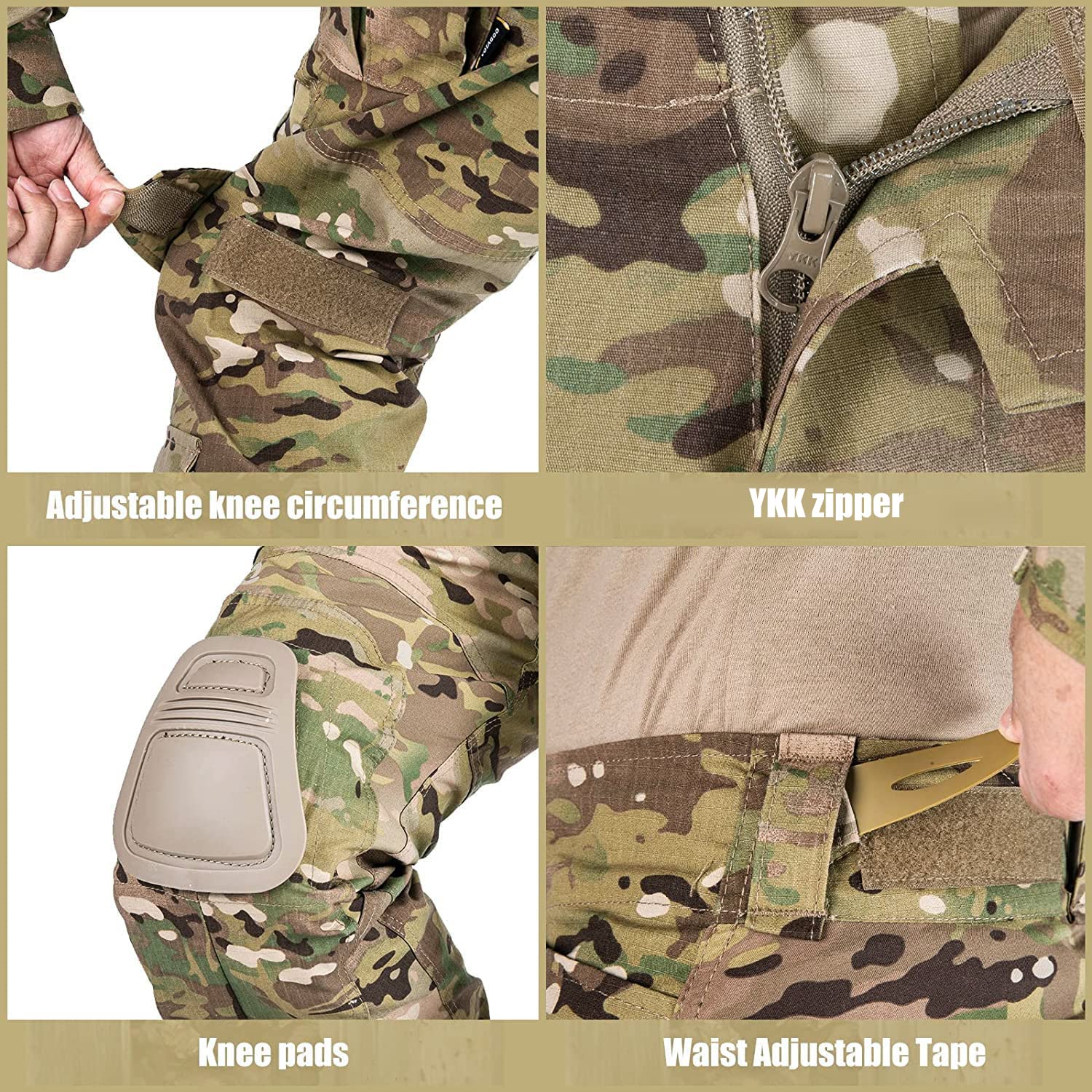 VOTAGOO Combat Pants with Knee Pads, G3 Hunting Camo Pants for Men Tactical Military Paintball Trousers Airsoft Gear