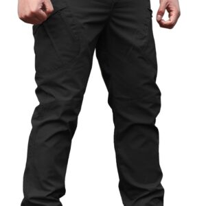 solo soplo Men's Tactical Pants Black Water Repellent Ripstop Cargo Pants for Combat Hiking Outdoor Lightweight Casual Multi Pocket Work Pant