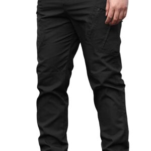 solo soplo Men's Tactical Pants Black Water Repellent Ripstop Cargo Pants for Combat Hiking Outdoor Lightweight Casual Multi Pocket Work Pant