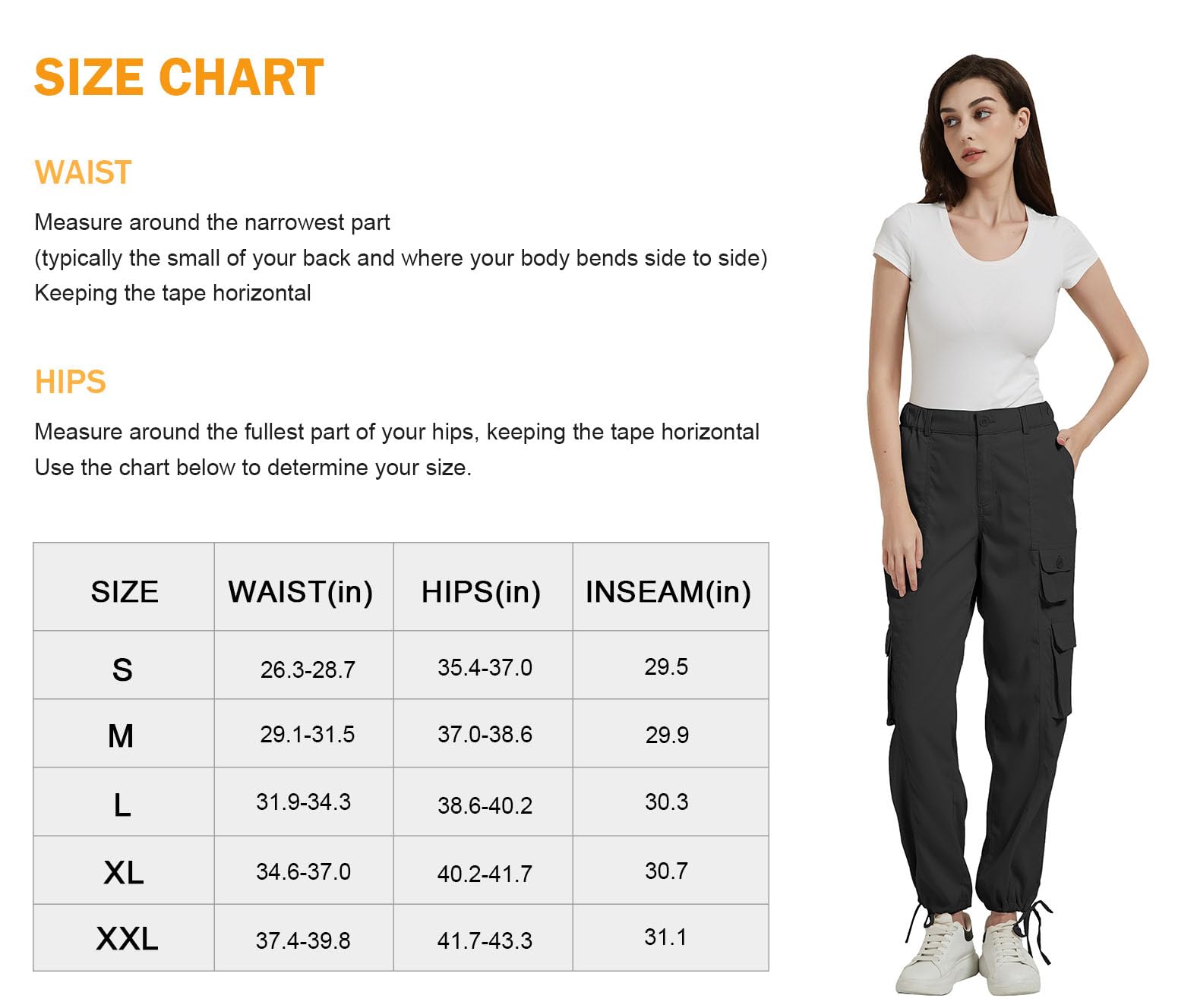 VEOBIKE Women’s Cargo Work Pants Elastic Waist Straight Leg Baggy Casual Hiking Pants Cotton Military Pants 7 Pockets Black