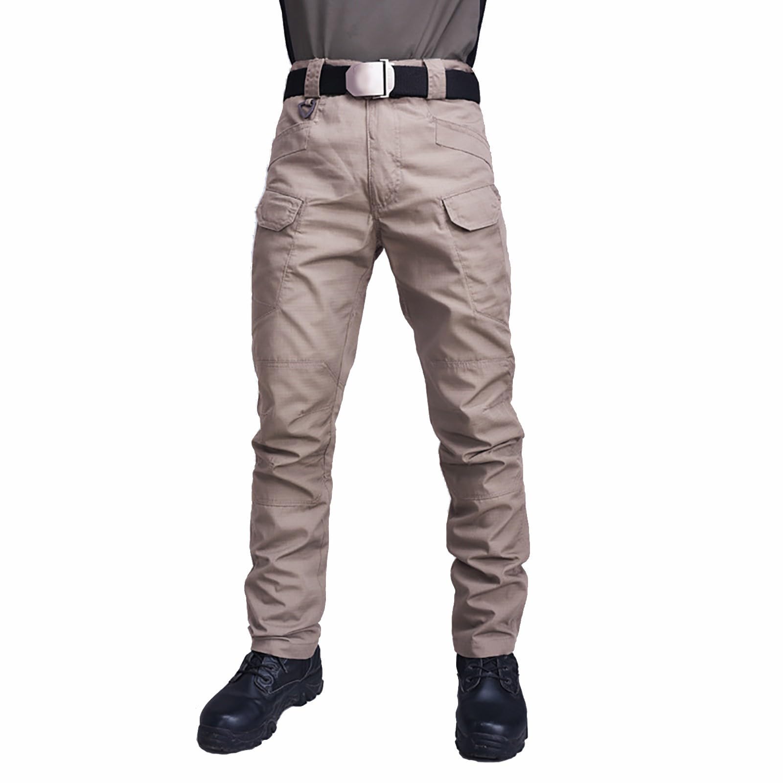 Assault Tactical Pants for Men Wear-Resistant Outdoor Combat Pants Cargo Pockets Ripstop Trousers Work Hiking Pants Khaki