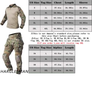 HARGLESMAN Mens Combat Suits Military Uniforms Army BDU Tactical Sets Shirts and Pants Comfortable Soft Breathable Quick Dry Snug Fitting Work Training Airsoft Paintball Apparel Gear Camo OCP S