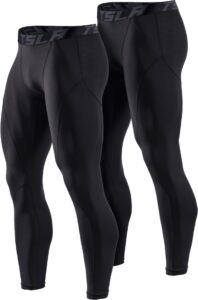 tsla men's thermal compression pants, athletic sports leggings & running tights, wintergear base layer bottoms, 2pack tights black/black, 3x-large