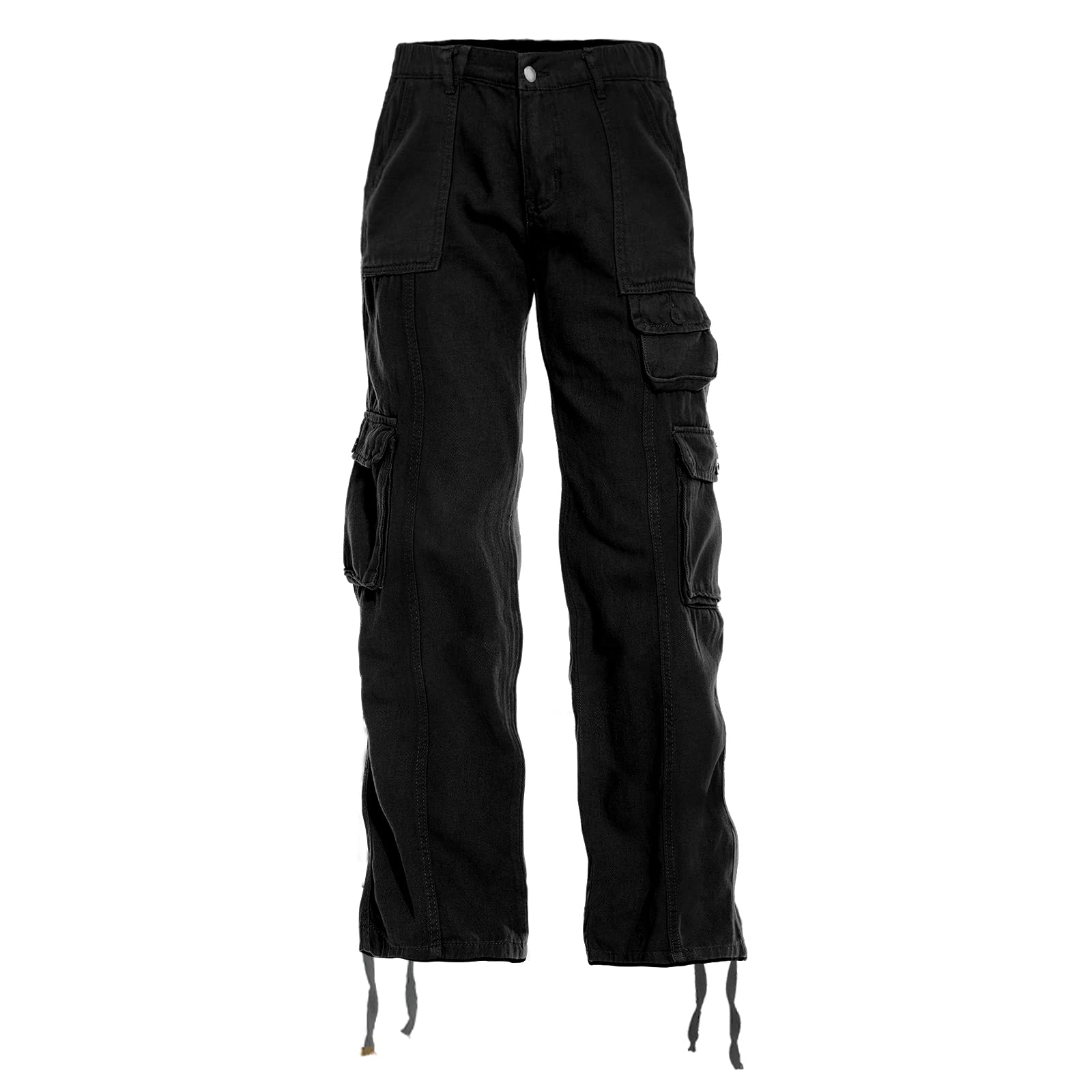 Women's Hiking Cargo Pants Joggers Cotton Casual Military Army Combat Work Pants with 7 Pockets,Black L