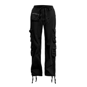 cargo pants women tactical baggy hiking cargo pants with 9 pockets cotton military casual army combat work pants black l