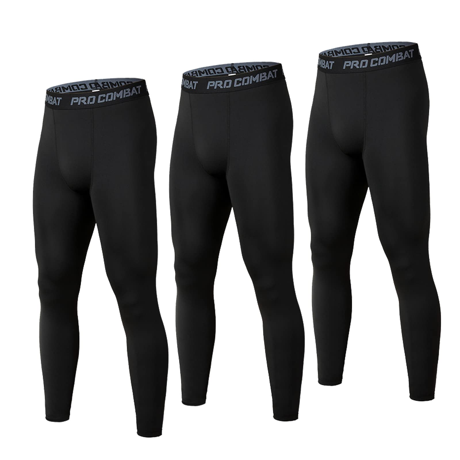 SS COLOR FISH 3 Pack Men Compression Pants Athletic Baselayer Workout Legging Running Tights for Men