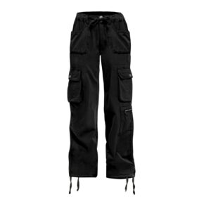 Cargo Pants Women Baggy Hiking Casual Cotton Military Tactical Army Combat Work Pants with 7 Pockets,Black M