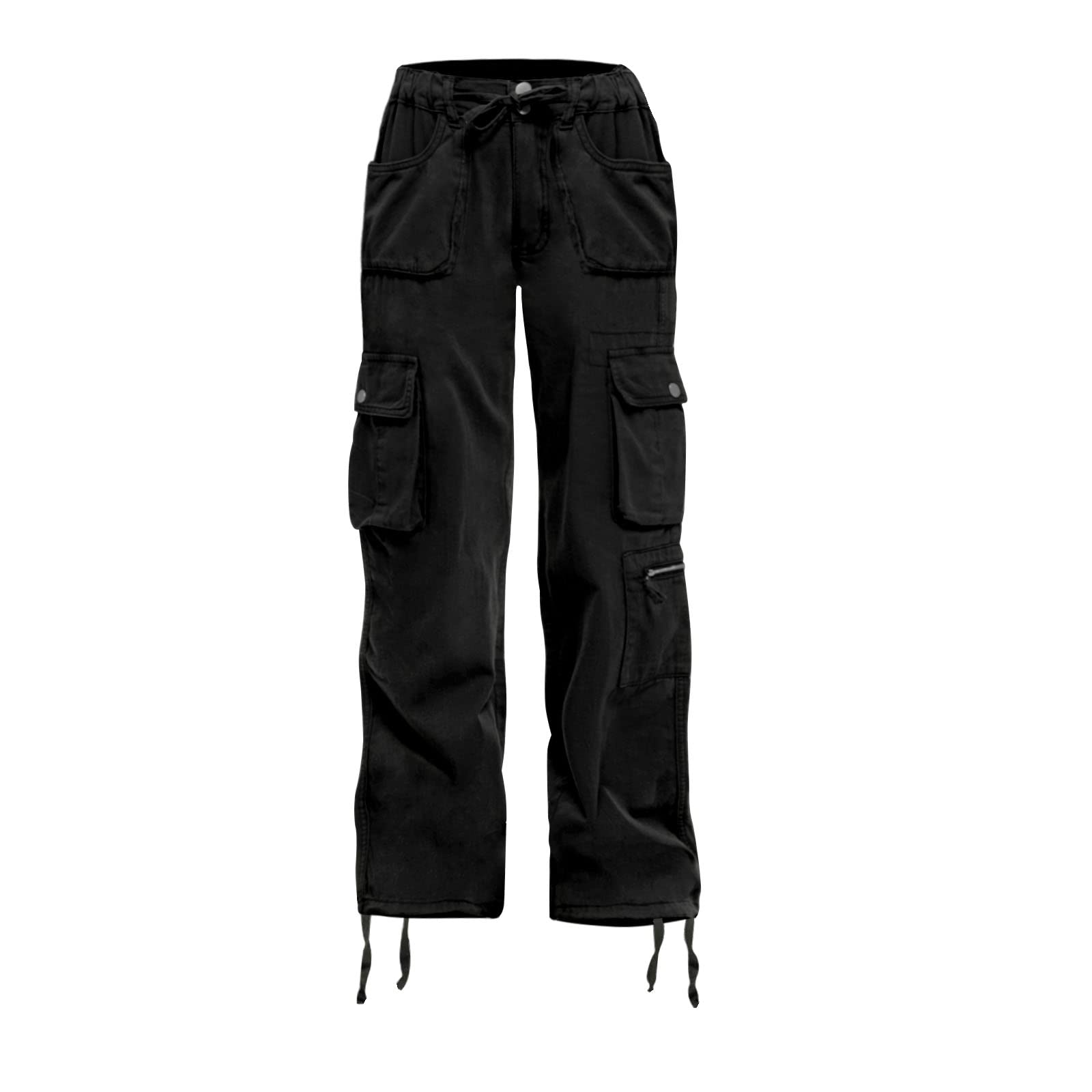 Cargo Pants Women Baggy Hiking Casual Cotton Military Tactical Army Combat Work Pants with 7 Pockets,Black M