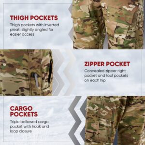 Vertx Recon Mens Combat Pants with Cargo Pockets, Overt Tactical Gear Uniform Clothing for Men, Multi-Cam, 38x 30