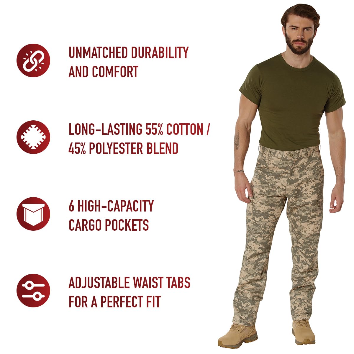 Rothco Digital Camo Tactical BDU Pants (US, Alpha, Medium, Regular, Regular, ACU Digital Camo)