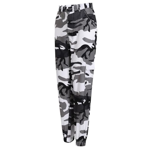 Camouflage Pants for Women Casual Combat Army Cargo Pants Multi-Pocket Military Tactical Bound Feet Camo Cargo Trouser