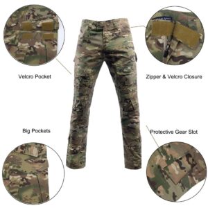 SANKE Men's Combat Long Sleeve Tracksuit Tactical Camo Woodland Cargo Set, Mc, X-Large