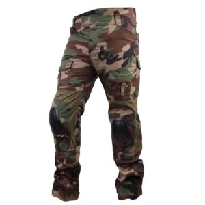 Paintball Equipment Men Airsoft Hunting Combat BDU Pants Gen3 Tactical Pants with Knee Pad Woodland (L(34))