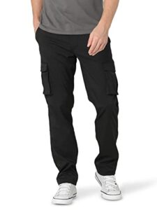 lee men's extreme motion synthetic cargo pant, black, 40w x 32l