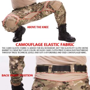 HAN·WILD Combat Pants Tactical Pant with Knee Pads Multicam Rip-Stop Trousers Airsoft Hunting Pants