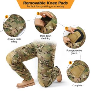 Aineeba Men's G3 Combat Pants with Knee Pads Tactical Outdoor Military Multi Camouflage Paintball Airsoft Hunting MC 32W/31L