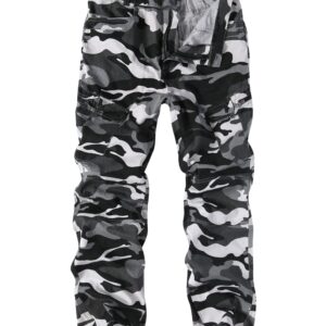 APTRO Men's Cargo Pants Camo Casual Work Military Tactical Pants Gray Camo 34