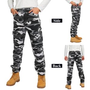 APTRO Men's Cargo Pants Camo Casual Work Military Tactical Pants Gray Camo 34