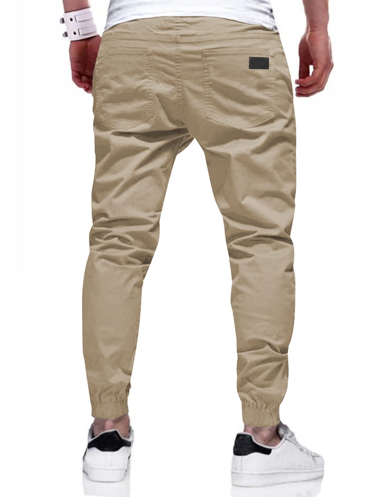 JMIERR Mens Casual Joggers Pants - Cotton Drawstring Chino Cargo Pants Hiking Outdoor Twill Track Jogging Sweatpants Jogger Work Pants with Pockets for Men, US 40(2XL), A Khaki