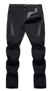 tacvasen men's hiking pants quick-dry water-resistant reinforced knees pants black, 30