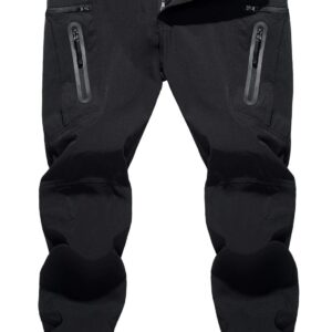 TACVASEN Men's Hiking Pants Quick-Dry Water-Resistant Reinforced Knees Pants Black, 30