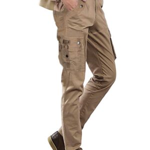 ETHANOL Men's Relaxed Cargo Pants with 6 Big Pockets Casual Work Combat Trousers APLC44098 KHK 38