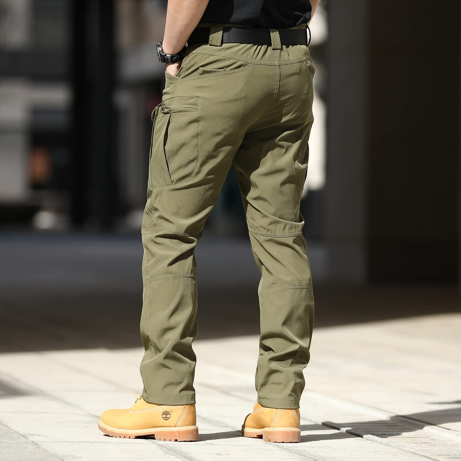 YAXHWIV Men's Flex Ripstop Tactical Pants Lightweight Hiking Casual Cargo Pants for Men with Multi Pockets Water Resistant(No Belt)