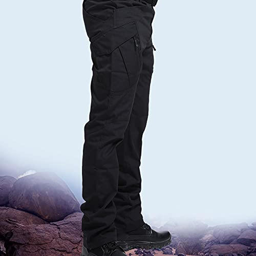 Uillui Tactical Waterproof Pants for Men Flex Stretch Work Pants Relaxed Fit Ripstop Cargo Pants for Outdoor Combat Hiking Black