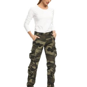 Women's Cotton Casual Military Army Cargo Combat Work Pants with 8 Pocket Camo 169-16