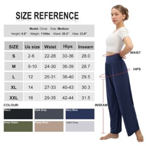 DLOODA Womens Wide Leg Pants Loose Yoga Sweatpants Comfy Lounge Pajama Casual Flowy Palazzo Pants with Pockets