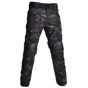 dumajo men's tactical military pants slim fit airsoft combat pant with knee pads-black camouflage,size 36