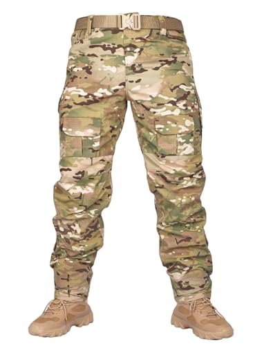 TRGPSG Men's Hiking Pants, Outdoor Lightweight Travel Pants Cargo Pants Work Pants for Men WG4F CP Camo 34