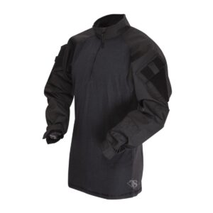 tru-spec men's regular t.r.u. 1/4 zip combat shirt, black/black, large