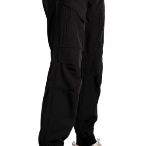 Singbring Women's Athletic Hiking Cargo Joggers Pants Outdoor Workout Lightweight Quick Dry UPF 50 Zipper Pockets (Black88-M)