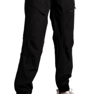 Singbring Women's Athletic Hiking Cargo Joggers Pants Outdoor Workout Lightweight Quick Dry UPF 50 Zipper Pockets (Black88-M)