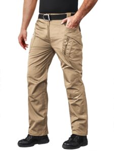 magcomsen hiking pants mens tactical pants work pants for men military pants with 9 pockets camping pants waterproof pants quick dry rain pants khaki