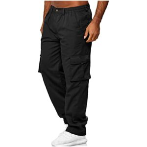 EndoraDore Men's Multi-Pocket Pants Outdoor Cargo Jogger Pant Work Hiking Tactical Loose Straight Trousers Sweatpants