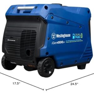 Westinghouse 4500 Peak Watt Super Quiet Dual Fuel Portable Inverter Generator, Remote Electric Start, Gas & Propane Powered, RV Ready 30A Outlet, Parallel Capable,Blue/Black