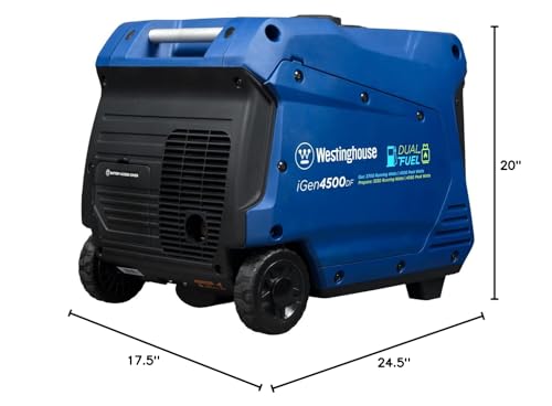 Westinghouse 4500 Peak Watt Super Quiet Dual Fuel Portable Inverter Generator, Remote Electric Start, Gas & Propane Powered, RV Ready 30A Outlet, Parallel Capable,Blue/Black