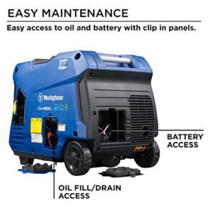 Westinghouse 4500 Peak Watt Super Quiet Dual Fuel Portable Inverter Generator, Remote Electric Start, Gas & Propane Powered, RV Ready 30A Outlet, Parallel Capable,Blue/Black