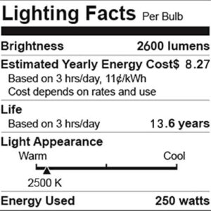 BONGBADA Heat Lamp Bulb R115 250 Watt 2 Pack Infrared Glass Lamp Bulb for Food Service, Brooder Bulb, Chicks, Pet, Bathroom, Light Therapy, Reptiles and Amphibian Use E26 Base