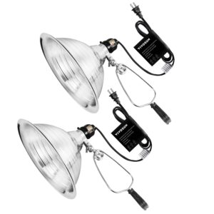 vivosun clamp lamp light with detachable 8.5 inch aluminum reflector up to 150 watt e26 socket (no bulb included), 6 feet cord, ul listed, pack of 2