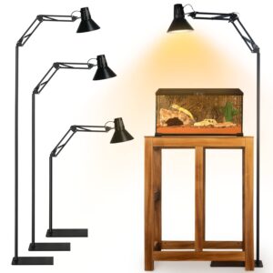 Extra Tall Reptile Heat Lamp Floor Light Stand Fits E26/E27 Bulbs (Not Included) 250W Max Wire Adjustable Swing Arm Terrarium Stand Reptile Plant Light Fixture Lamp Holder