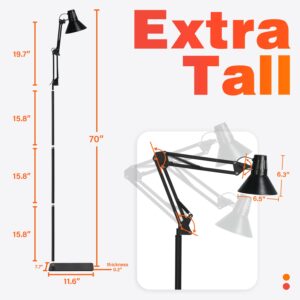 Extra Tall Reptile Heat Lamp Floor Light Stand Fits E26/E27 Bulbs (Not Included) 250W Max Wire Adjustable Swing Arm Terrarium Stand Reptile Plant Light Fixture Lamp Holder