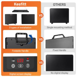 Kesfitt Chicken Coop Heater,Radiant Heat Panel with Handle,5 Timing Setting and 3 Temperature Levels,100/200 Watts Energy Efficient Safer Than Brooder Lamp,3 Installation Style