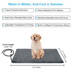 Pet Heating Pad for Dogs and Cats,Dog Cat Heating Pad with Auto Timer and Chew Resistant Cord, 9 Adjustable Temperature Waterproof Heated Pet Bed Mat,27.5 x 17.7 inches…